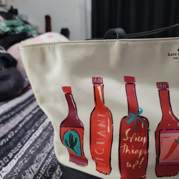 Kate Spade Hot Sauce Coated Canvas Tote, Good Used Condition - Picture 9 of 16